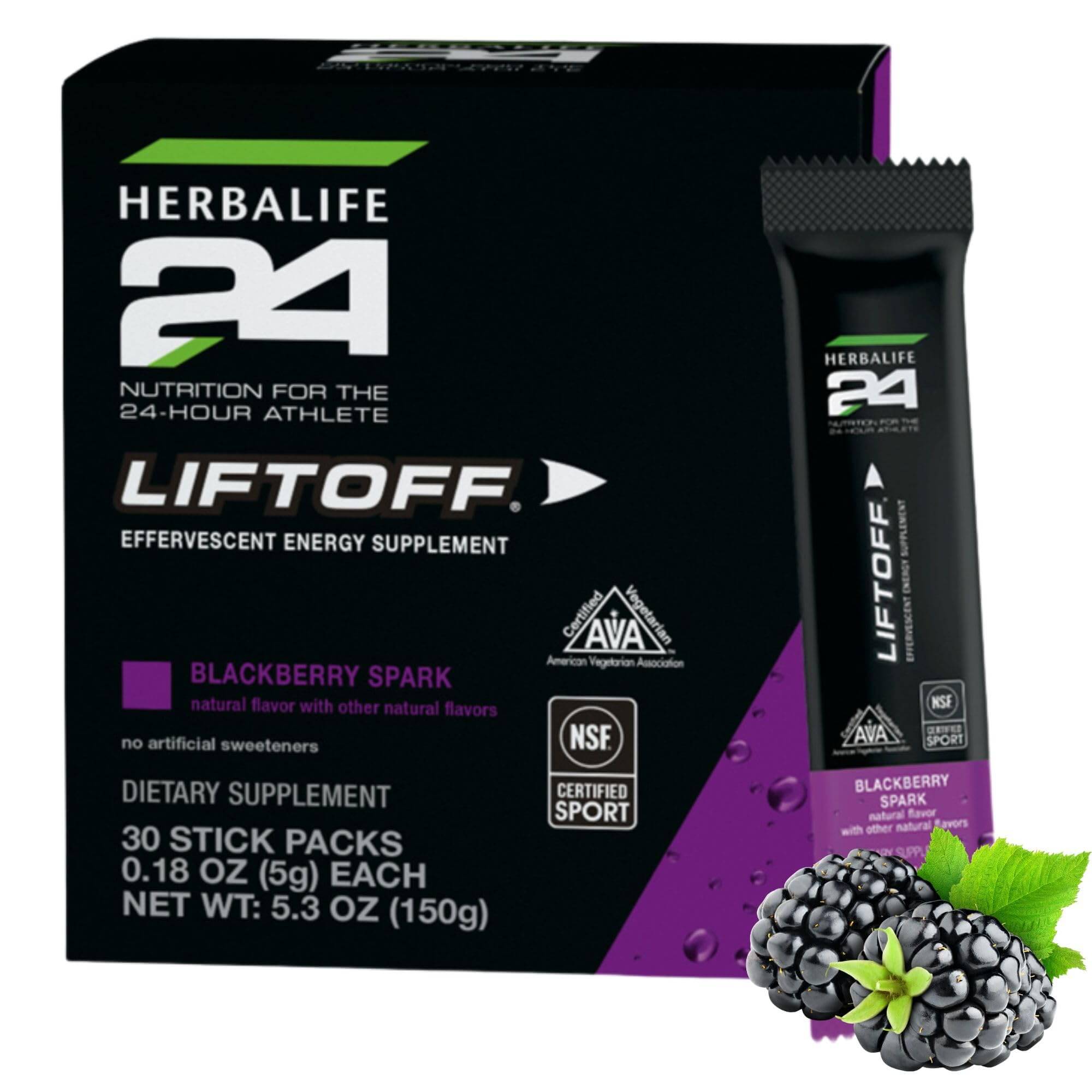 Herbalife Active Mind & Body Energy Drink Mix – Sugar - Free Focus Stick Packs - Blackberry Spark 
