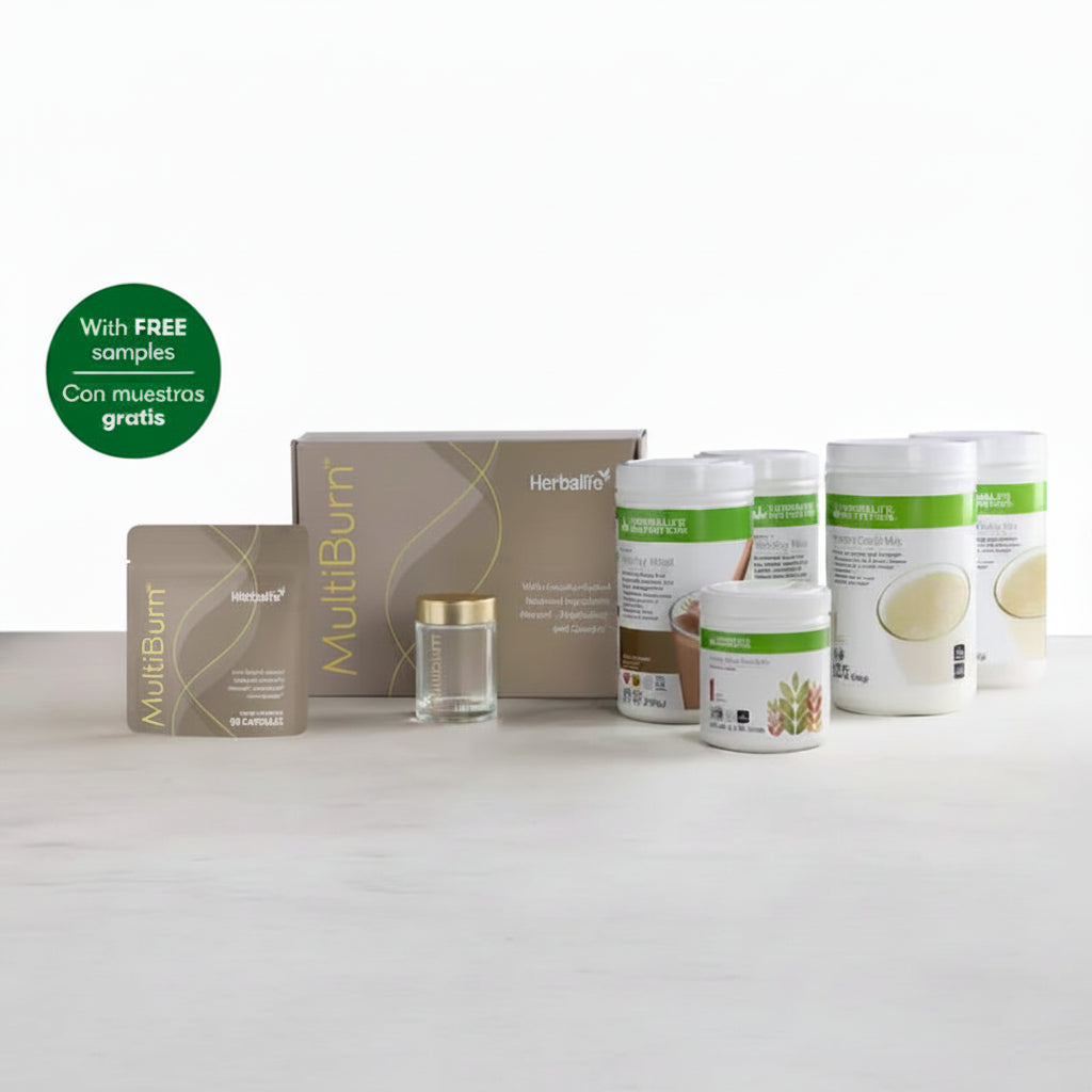 Herbalife Evolve Program, Banana Caramel Meal Replacement Bundle with MultiBurn, 30 Meals