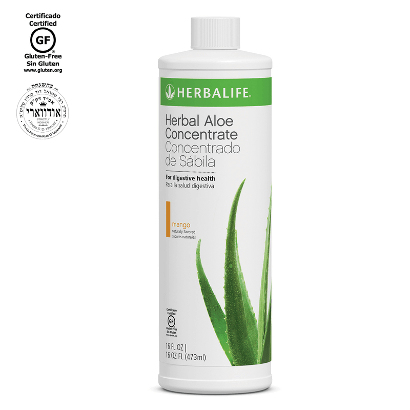 Herbalife Herbal Aloe Concentrate, Premium Aloe Vera Liquid Digestive Supplement - Mango (1 Pint / 16 fl. oz.) - Viva Leaf