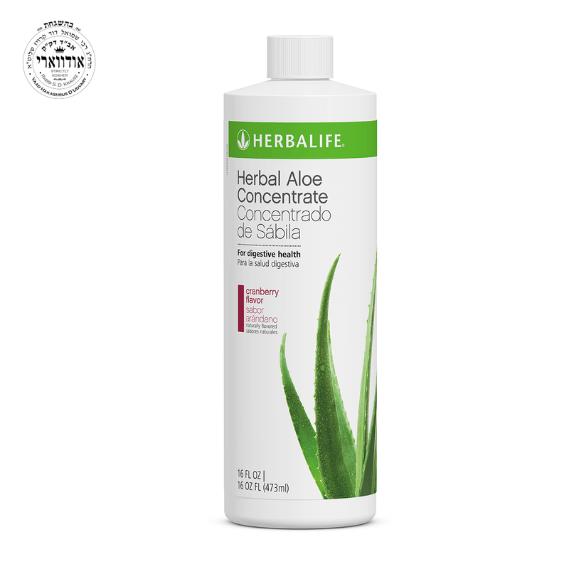 Herbalife Herbal Aloe Concentrate, Premium Aloe Vera Liquid Digestive Supplement - Cranberry (1 Pint / 16 fl. oz.) - Viva Leaf