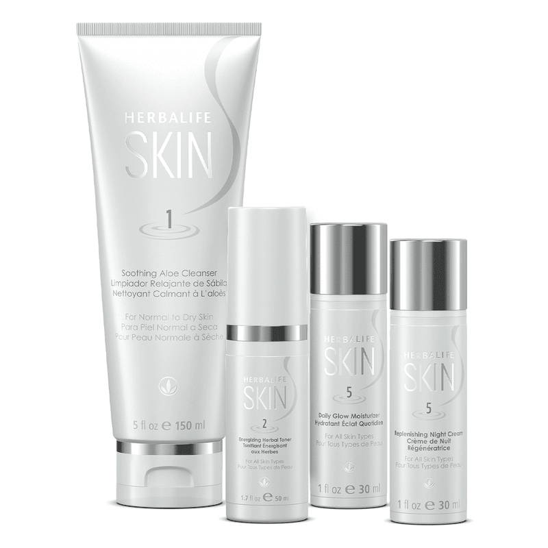 Herbalife Skin Basic Program – 4 - Piece Daily Routine Set for Normal to Dry Skin - Viva Leaf
