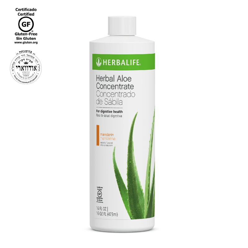 Herbalife Herbal Aloe Concentrate, Premium Aloe Vera Liquid Digestive Supplement - Mandarin (1 Pint / 16 fl. oz.) - Viva Leaf